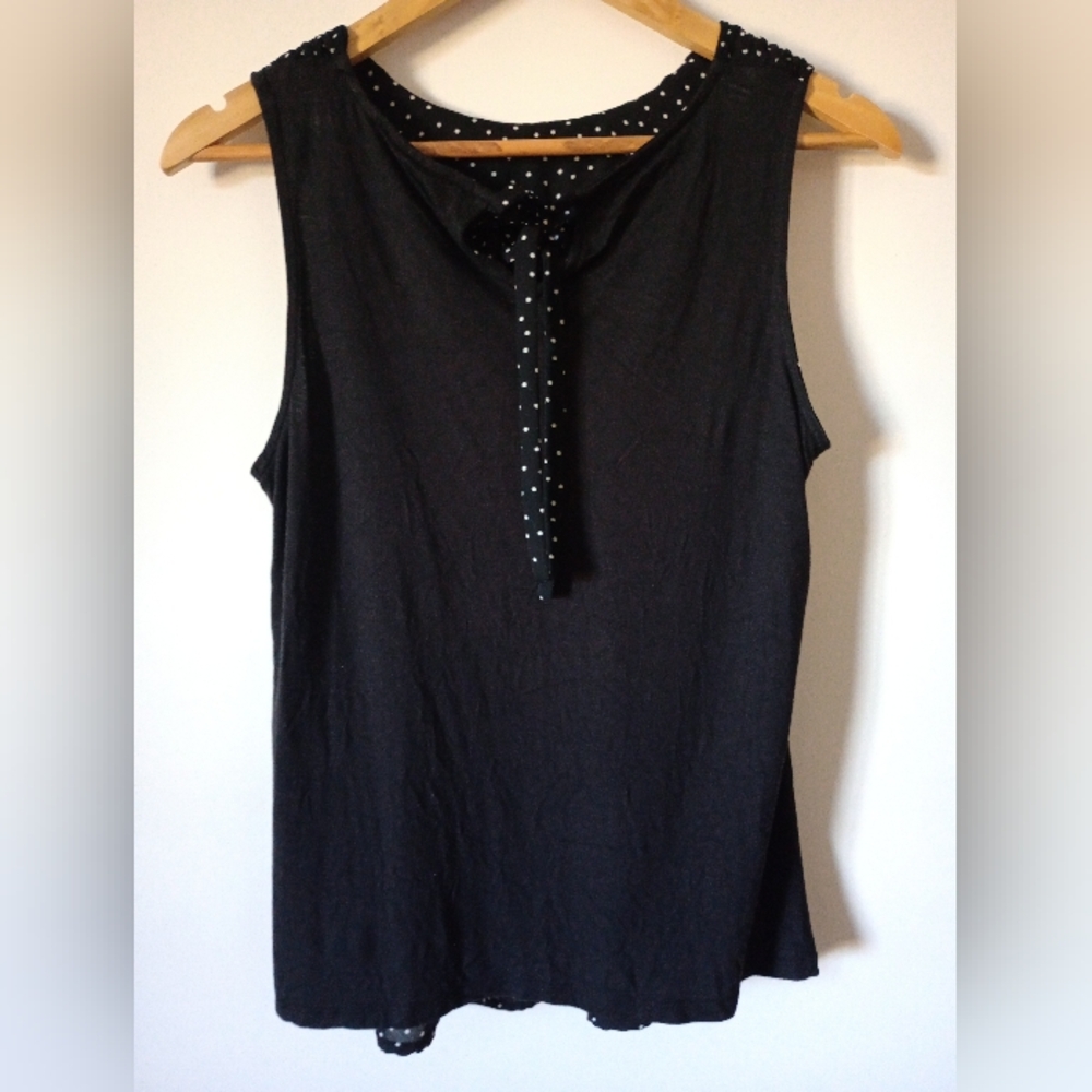 Elle Black Polka Dot Sleeveless Top Size Medium - Picture 4 of 10